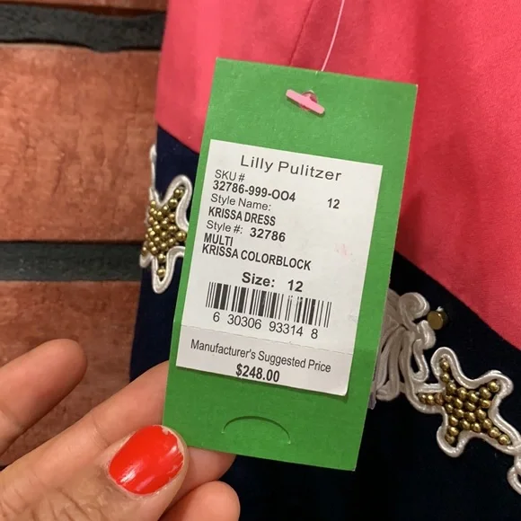 Lilly Pulitzer Strapless Dress in Coral and Navy- Seashell - Picture 7 of 12